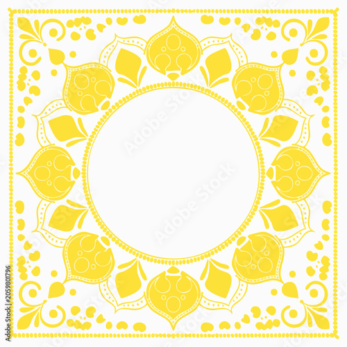 Yellow Mandala Frame with Copy Space
