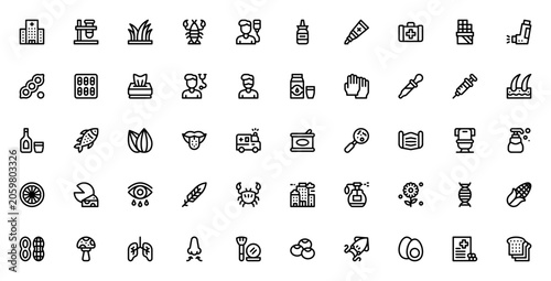 Canvastavla Allergies icon set