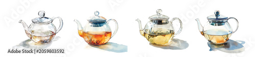 Bild auf Leinwand Design of a glass teapot with an infuser set painting