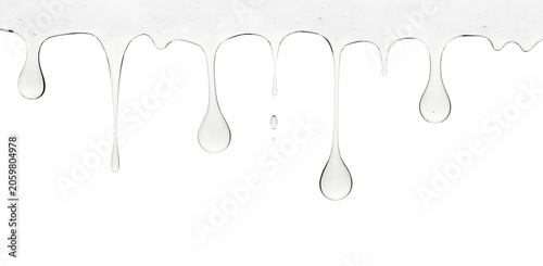 Transparent cosmetic gel or face serum product dripping, isolated on transparent background. PNG image.