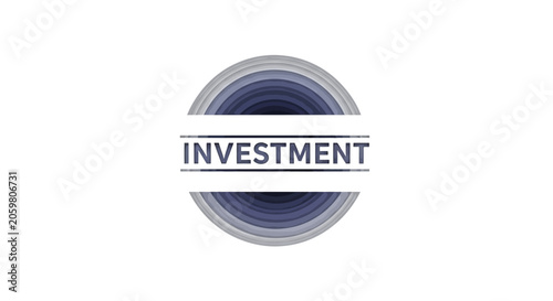Investment text badge with blue layered circle design