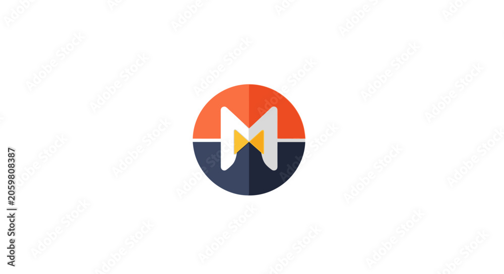 Naklejka premium Minimalist logo design featuring the letter M within a segmented circle in vibrant colors