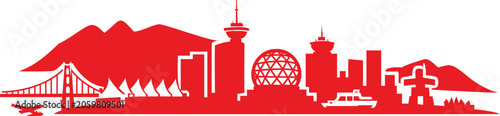 Vancouver city skyline silhouette red horizon artwork