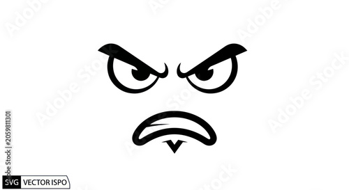 Mean grumpy face with furrowed brow and scowling expression