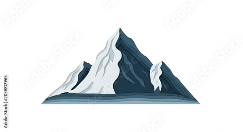 Fotografie Snow capped mountain peak with blue and white layers
