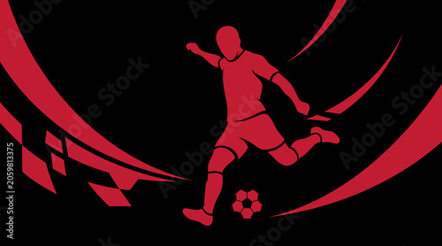 Konstfotografi Soccer Bicycle Kick Silhouette in Black and Red Wallpaper Football Background