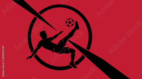 Konstfotografi Soccer Bicycle Kick Silhouette in Black and Red Wallpaper Football Background