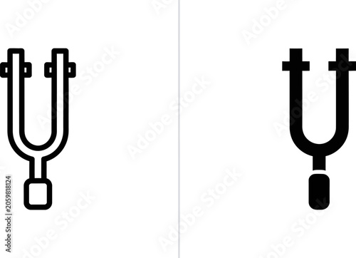 Tablou pe pânză Tuning fork icons on a white background with a clear distinction between line ar