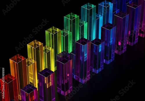 Prismatic Ascent: Luminescent Columns
