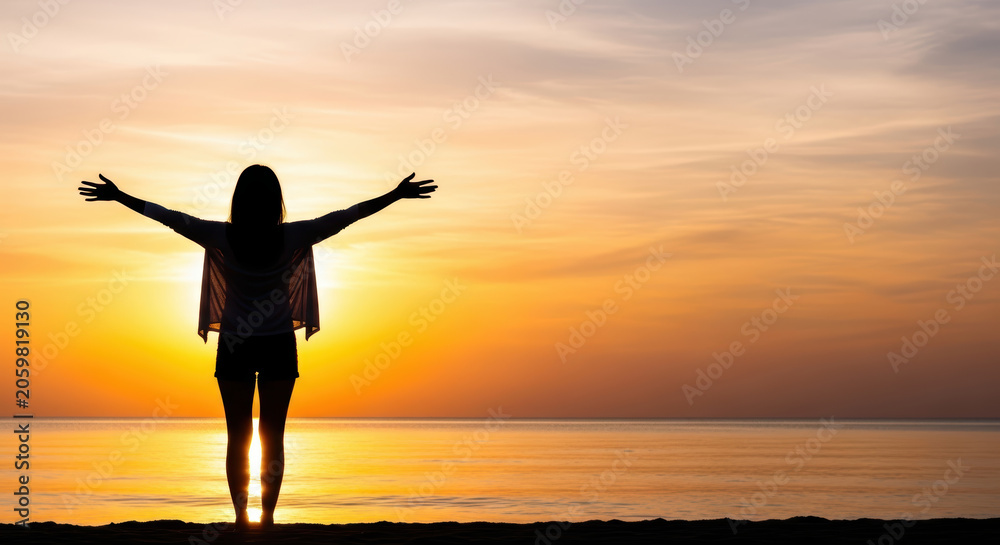 Fototapeta premium Sun Exposure and Skin Care Awareness Concept Silhouette