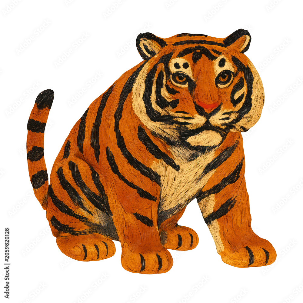 Obraz premium PNG Vibrant hand-drawn tiger illustration.