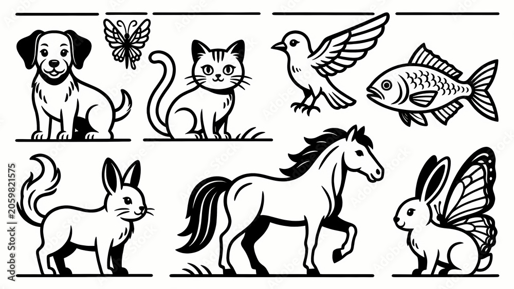 Obraz premium set of vector animals