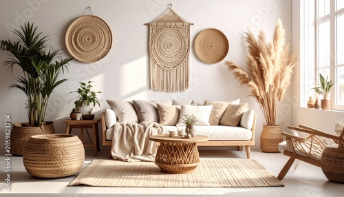 Cozy Bohemian Living Room Decor with Natural Elements