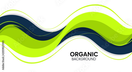 Flowing lime green and dark blue wavy organic banner design
