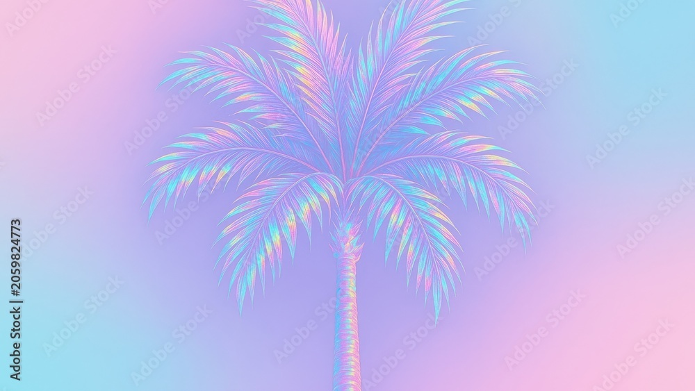 Obraz premium Vibrant pastel palm tree desktop wallpaper