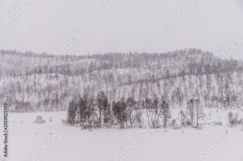 A beautiful norwegian snowlandscape in the mountains near Bodo, in winter.