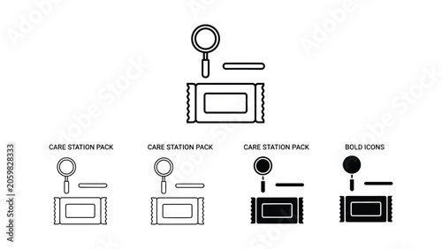 Valokuva Care station pack icons featuring sanitization tools and medical supplies in bol