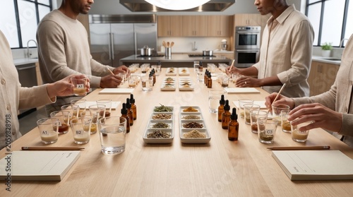 Sensory Evaluation Station For Nutrition Product Testing In Modern Kitchen