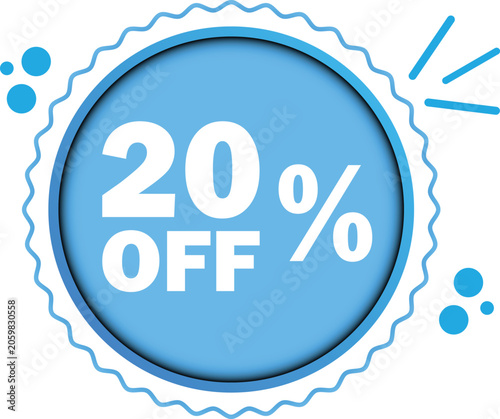 Discount button icon 20 % off vector illustration