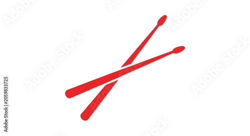 Fotografie Minimalist red crossed drumsticks icon for music and percussion