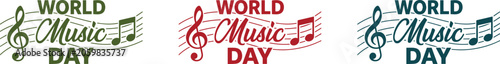 World music day colorful logo designs
