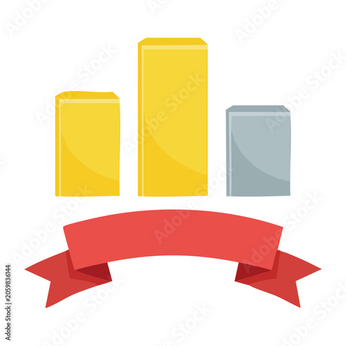 Bar chart with trophy ribbon icon
