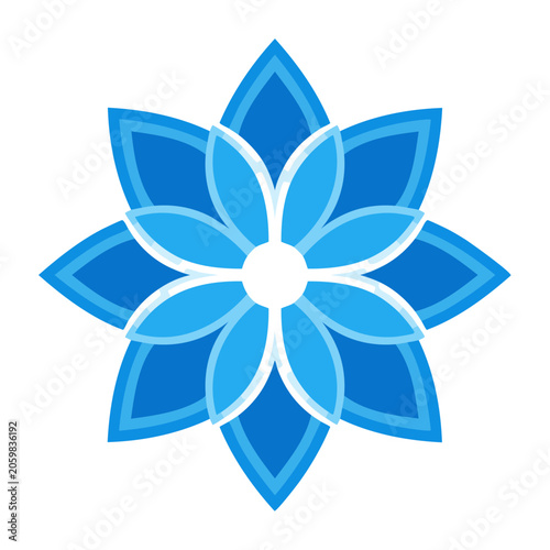 Blue lotus flower vector icon on transparent background