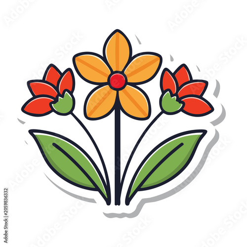 Colorful flat design flower bouquet illustration
