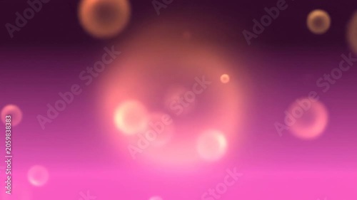 Abstract Glowing Bubbles Floating Upwards on Pink Gradient Background