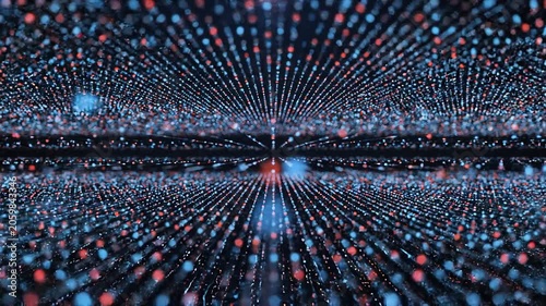Vibrant digital tunnel of colorful lights.