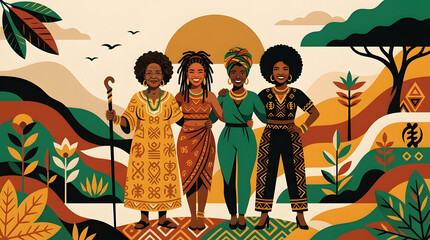 Juneteenth celebration with diverse african american women