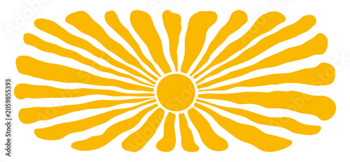 Photos Sun summer background, retro groovy burst pattern