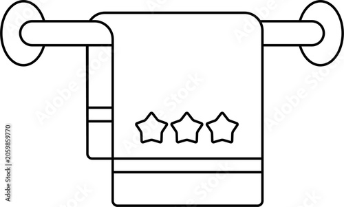 Line drawing of a towel rack for bathroom decoration.