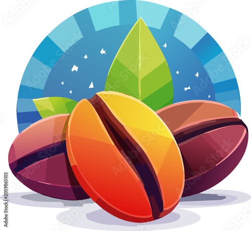 Colorful illustration of coffee beans.