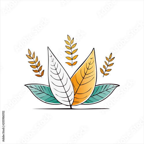 Colorful illustration of leaves and foliage.