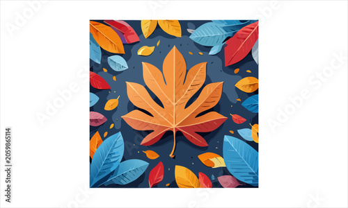 Vibrant autumn leaves on dark background.