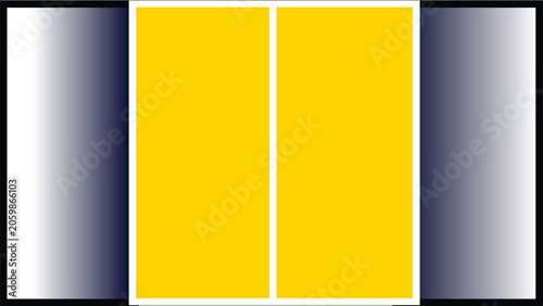 Abstract Yellow and Metallic Blue Geometric Panel Background. Modern Tech Backdrop with Bright Yellow Center Panels
