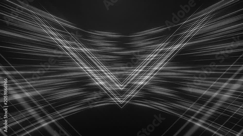 Abstract Futuristic Neon Light Trails Motion Background in Black and White