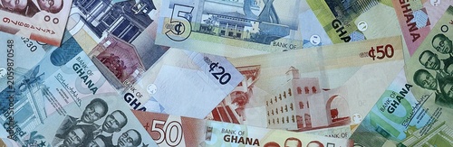 Fotografie Ghanaian cedi money bills in pile