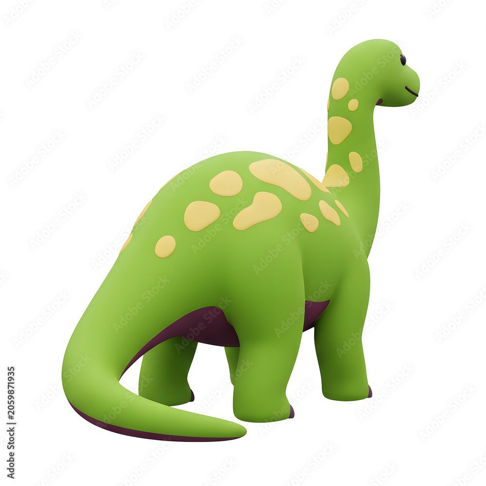 Naklejka premium Cute cartoon dinosaur with yellow spots on white background