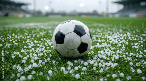 Premium quality professional soccer ball tournament print action team football marketing perfect on design fitness athletic visual element green web concept play art game
