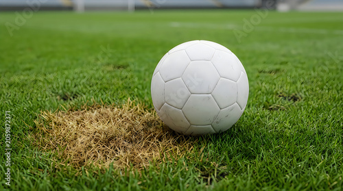 Premium quality professional soccer ball element tournament realistic fitness perfect promotion visual print on art green match lush marketing concept recreation team