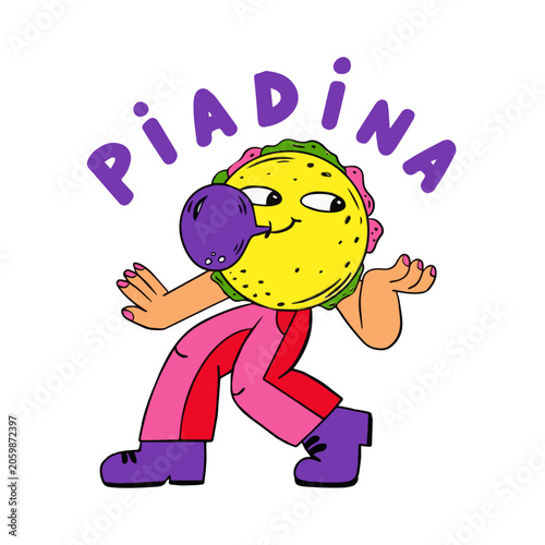 Piadina Romagnola Mascot Pop art Illustration