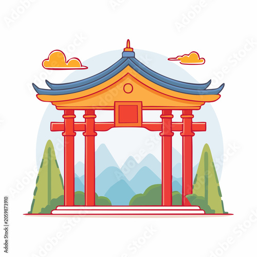 Japanese Torii Gate Illustration