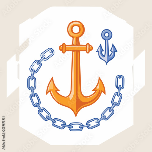 Nautical Anchors and Chain Illustration