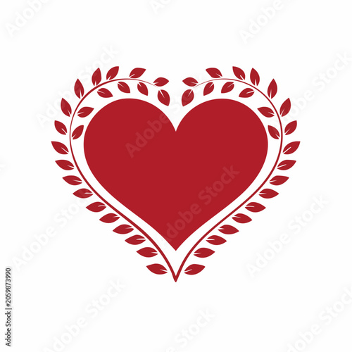 Red Heart with Leafy Border