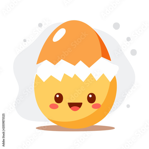 Cute Cracked Egg with Smiling Face Illustration