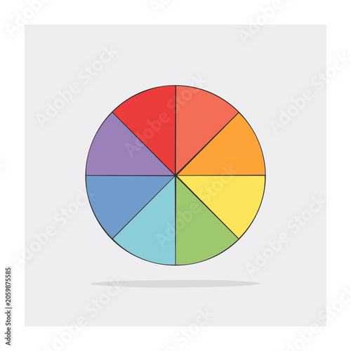 Flat design color wheel with seven segments