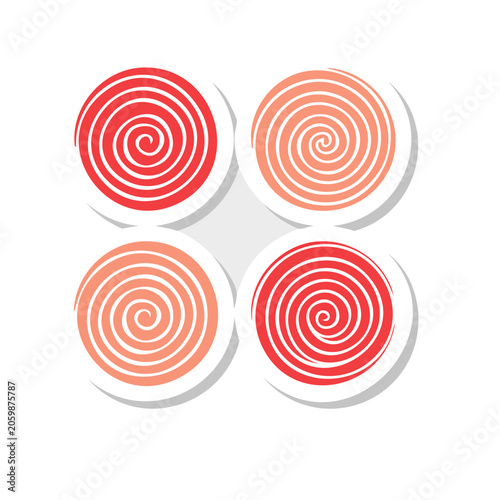 Red and Orange Spiral Pattern on White Background