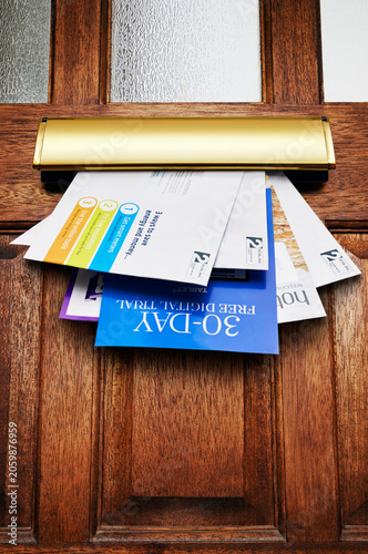 Letters coming through a letterbox, United Kingdom